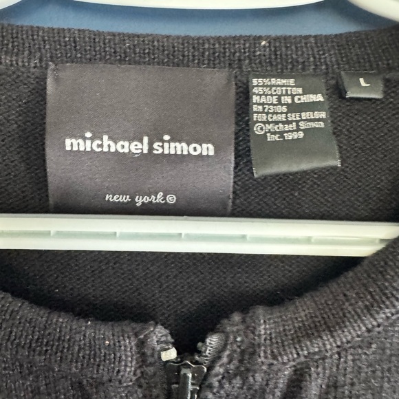 Michael Simon Black Beaded Motorcycle Zip Cardigan Sweater - Picture 4 of 4